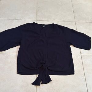 Women’s Karen Kane Navy Tie Front Blouse Small